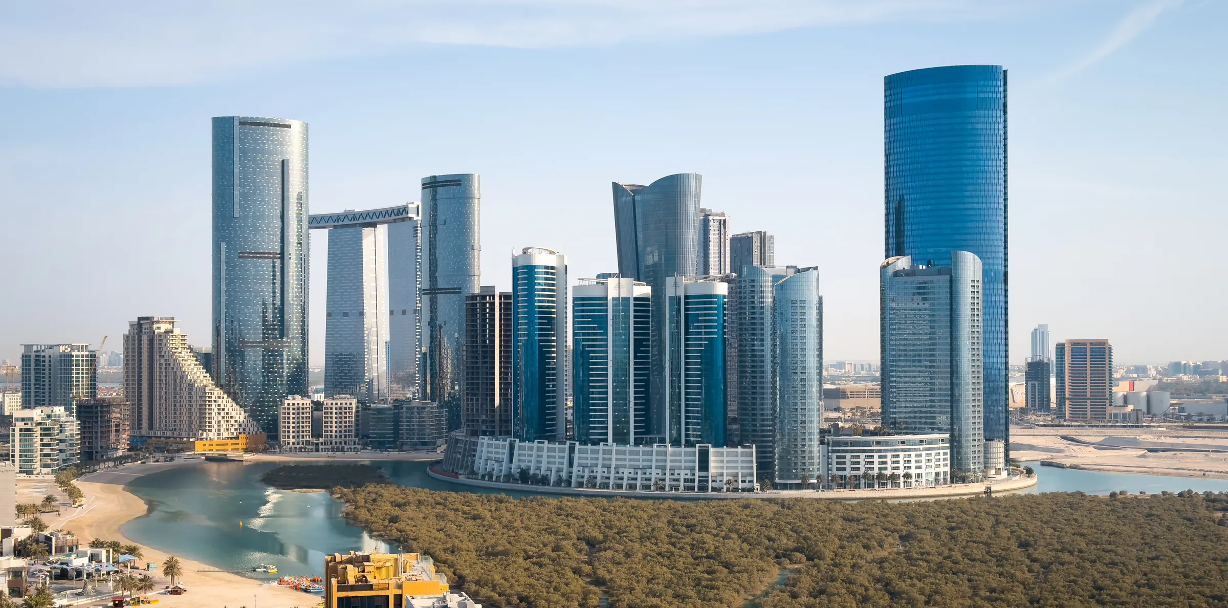 Residential and office towers on the Abu Dhabi waterfront